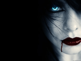 Blood dripping lip blue eyes 2 - a red lip free wallpaper