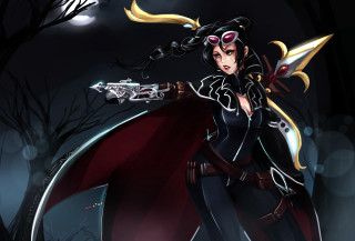 Woman gun sword dark forest - art free wallpaper