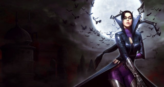 Gothic woman purple outfit full - dark fantasy art free wallpaper