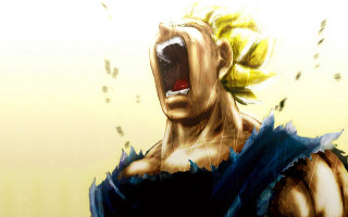Man yellow mohawk blue shirt - shock art free wallpaper