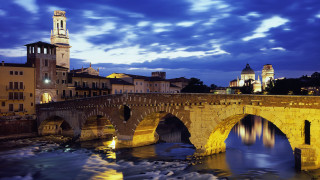 Bridge river clocktower nighttime city - a city skyline in the background free wallpaper
