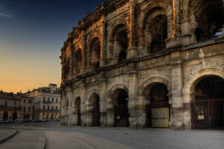 Large building arches sunset cars - arch free wallpaper