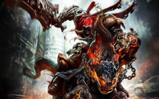 Demonic creature horse city fire - demonic free wallpaper