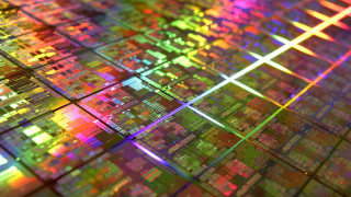 Colorful microchips bright light raytraced - ray free wallpaper