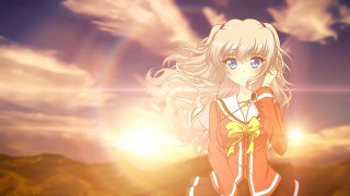 Girl blonde hair sunset clouds - a sunset free wallpaper