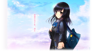 Woman backpack blue sky clouds - a backpack free wallpaper