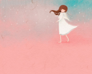 Girl white dress walking rain - the rain free wallpaper