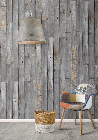 Chair lamp wooden wall basket - colour free wallpaper