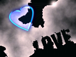 Blue heart neon sign sky - a blue heart free wallpaper