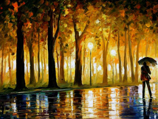 Person holding umbrella rain forest - a painting of a person holding free wallpaper