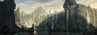 City ruins clock tower man - art greg rutkowski free wallpaper