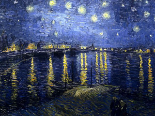 Starry night river bridge buildings - a bridge and buildings free wallpaper