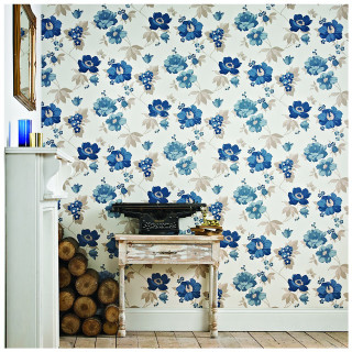 Room table wallpaper blue flowers - the wall free wallpaper