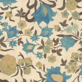 Floral blue yellow white black - a black border free wallpaper