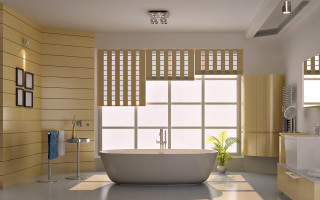 Bathroom large tub window blinds - a bathroom free wallpaper