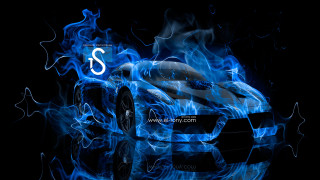 Blue sports car number flame - a number free wallpaper