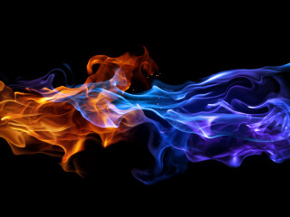 Blue orange fire black white - abstract illusionism free wallpaper for desktop