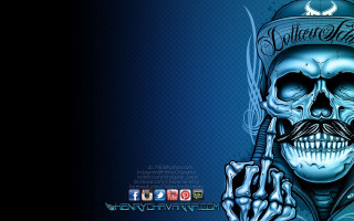 Skull moustache cigarette hand face - a skull free wallpaper