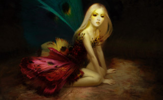 Woman bird back feather leg - a painting of a woman free wallpaper