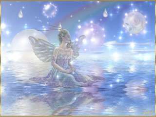 Fairy rock water rainbow rose - a fairy free wallpaper