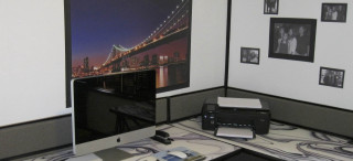 Desk computer printer bridge wall - modern free wallpaper