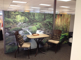 River trees mural room chairs - two chair free wallpaper