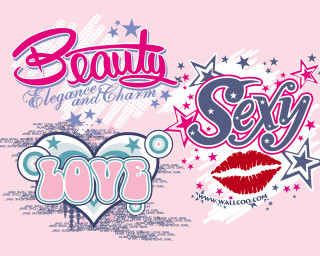 Lettering pink background stars kiss - a couple free wallpaper
