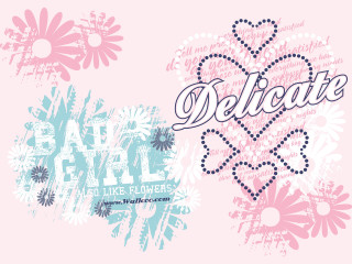 Delicate floral heart pink blue - delicate free wallpaper