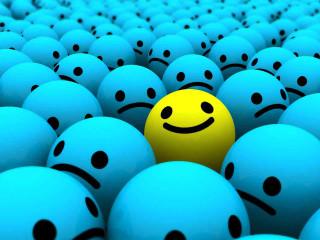Yellow smiley blue balls black 8 - cheerful free wallpaper