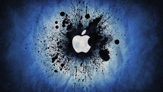 Apple logo artistic blue background - extreme illustration free wallpaper