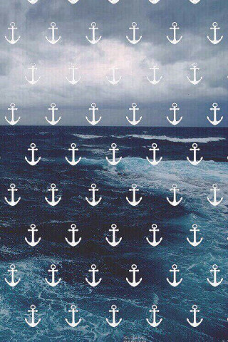 Anchor pattern blue background white - ocean free wallpaper