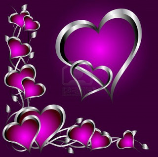 Purple background hearts flowers pattern - a purple background free wallpaper