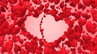 Red hearts floating roses pink - a white center free wallpaper
