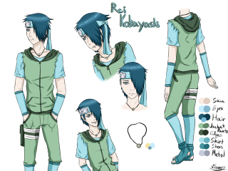 Man green outfit blue hair - a drawing of a man free wallpaper