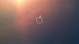 Apple logo blurry sun sky - minimalism free wallpaper for desktop