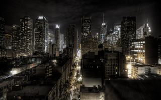 City night tall buildings lit 8 - ashcan school free wallpaper