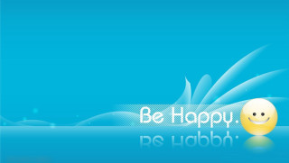Blue background smiley face be 2 - white lettering free wallpaper