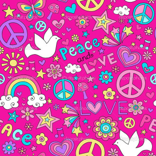 Pink peace love stars hearts - naive free wallpaper