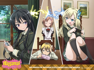 Anime girls bed cellphone group - a bed together free wallpaper