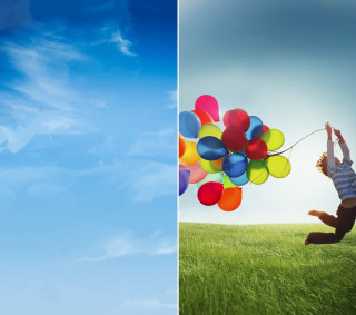 Jumping person balloons holding air - a bunch of balloons free wallpaper