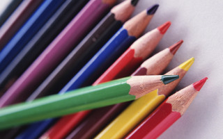 Colored pencils lined up white - crayon art free wallpaper