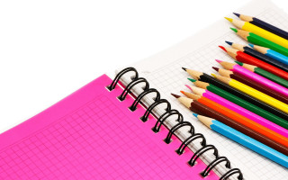 Notebook colored pencils pink black - colored free wallpaper