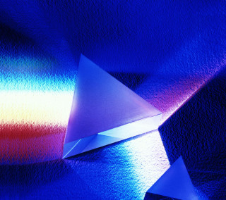 Blue background triangle rainbow light - holography free wallpaper