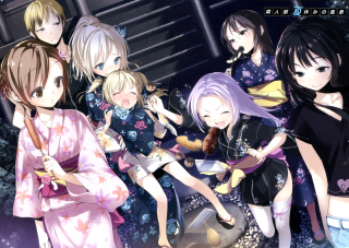 Girls group standing building clock 2 - a group of girls free wallpaper