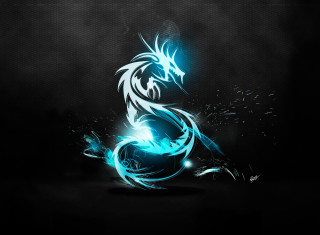 Blue black dragon black background 9 - body free wallpaper