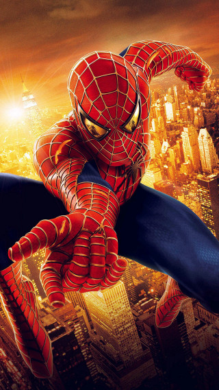 Spider man flying night cityscape - a cityscape in the background free wallpaper