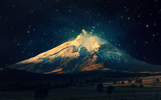 Snowy mountain night sky stars 3 - under free wallpaper