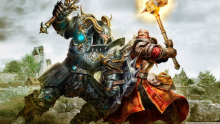 Two men armor fighting warhammers - two man free wallpaper