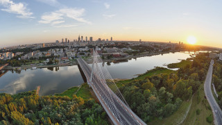 Bridge river city sunset sunrise - sunset time free wallpaper