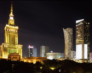 City skyline night clock tower 3 - boleslaw cybi free wallpaper